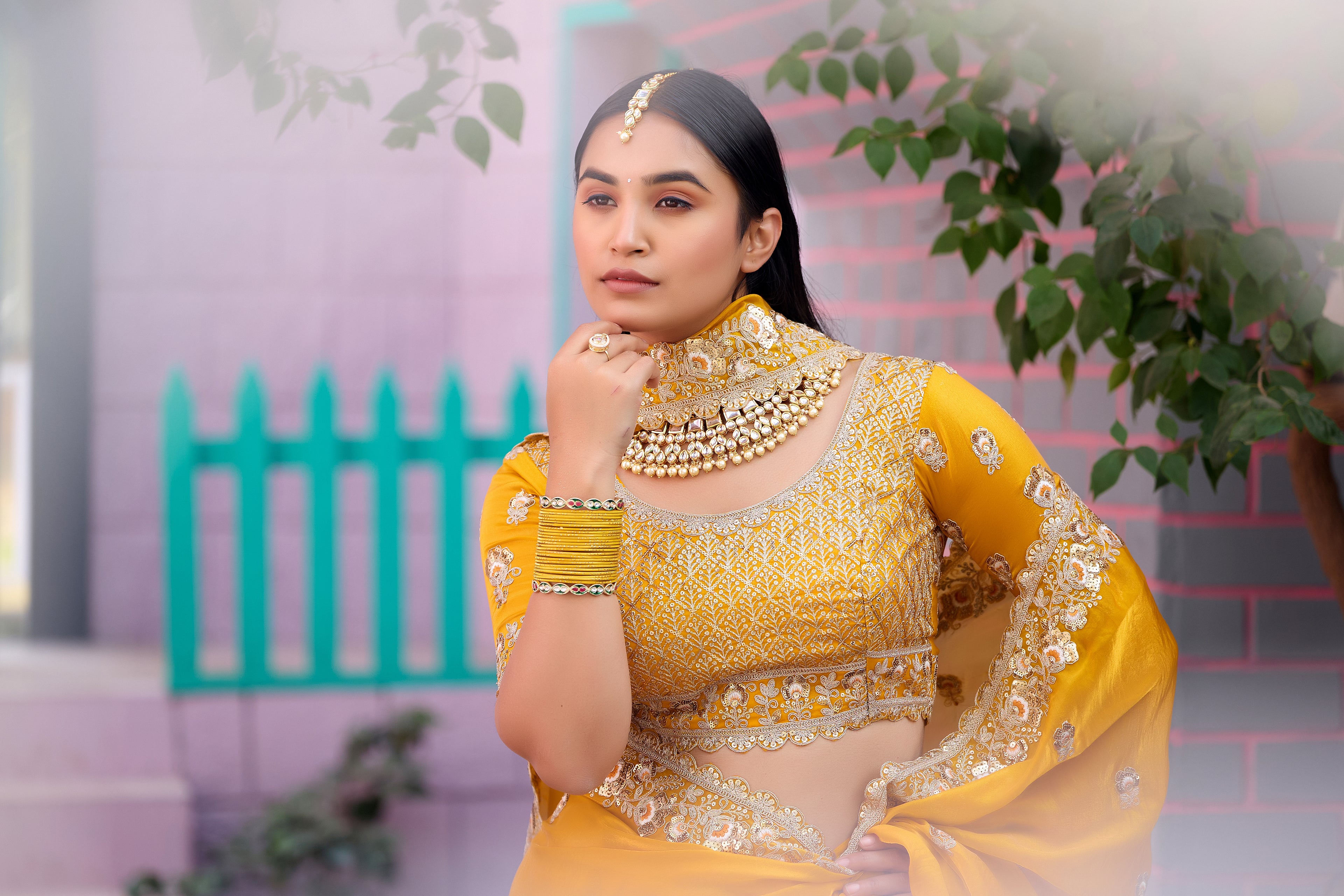 Resham Raaj Fandy Satin Embroidered Saree with Designer Blouse