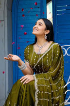 Heer Fandy Satin Embellished Saree with Designer Blouse – Elegant Festive & Party Wear