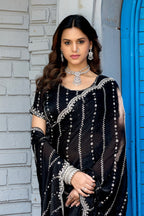 Heer Fandy Satin Embellished Saree with Designer Blouse – Elegant Festive & Party Wear