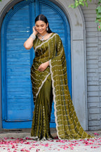 Heer Fandy Satin Embellished Saree with Designer Blouse – Elegant Festive & Party Wear