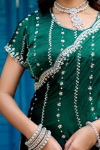 Heer Fandy Satin Embellished Saree with Designer Blouse – Elegant Festive & Party Wear