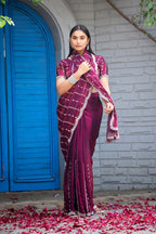 Heer Fandy Satin Embellished Saree with Designer Blouse – Elegant Festive & Party Wear