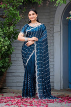 Heer Fandy Satin Embellished Saree with Designer Blouse – Elegant Festive & Party Wear