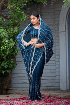 Heer Fandy Satin Embellished Saree with Designer Blouse – Elegant Festive & Party Wear