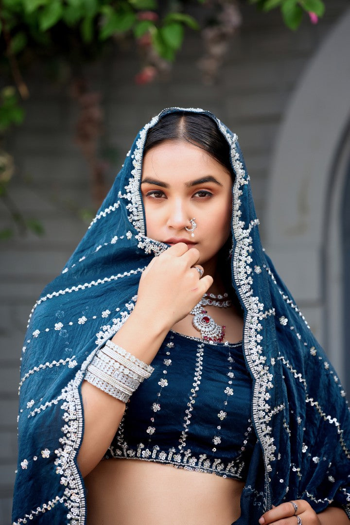 Heer Fandy Satin Embellished Saree with Designer Blouse – Elegant Festive & Party Wear