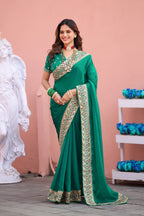 Devika Fandy Satin Embroidered Saree with Designer Blouse