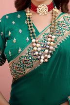 Devika Fandy Satin Embroidered Saree with Designer Blouse