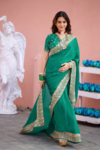 Devika Fandy Satin Embroidered Saree with Designer Blouse