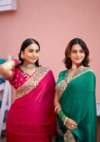 Devika Fandy Satin Embroidered Saree with Designer Blouse