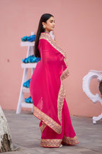 Devika Fandy Satin Embroidered Saree with Designer Blouse