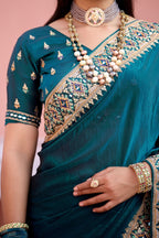 Devika Fandy Satin Embroidered Saree with Designer Blouse