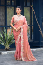 Afsana Moss Shimmer Embroidered Saree with Designer Blouse
