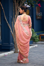 Afsana Moss Shimmer Embroidered Saree with Designer Blouse