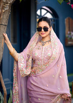 Afsana Moss Shimmer Embroidered Saree with Designer Blouse