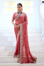 Mohini Moss Shimmer Embroidered Saree with Designer Blouse