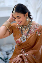 Nazakat Moss Shimmer Embroidered Saree with Designer Blouse