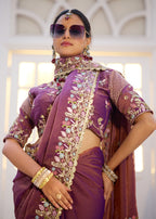 Mohini Moss Shimmer Embroidered Saree with Designer Blouse