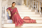 Nazakat Moss Shimmer Embroidered Saree with Designer Blouse