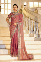 Nazakat Moss Shimmer Embroidered Saree with Designer Blouse
