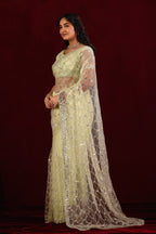 Saajvi Net Embroidered Saree with Sequin Work & Designer Blouse
