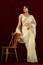 Saajvi Net Embroidered Saree with Sequin Work & Designer Blouse