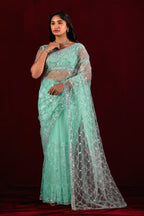 Saajvi Net Embroidered Saree with Sequin Work & Designer Blouse