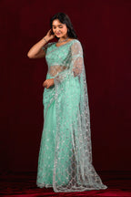 Saajvi Net Embroidered Saree with Sequin Work & Designer Blouse