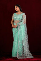 Saajvi Net Embroidered Saree with Sequin Work & Designer Blouse