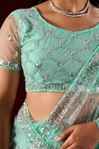 Saajvi Net Embroidered Saree with Sequin Work & Designer Blouse