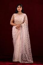 Saajvi Net Embroidered Saree with Sequin Work & Designer Blouse