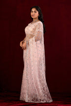 Saajvi Net Embroidered Saree with Sequin Work & Designer Blouse