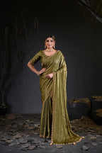 Falguni 3 Designer Saree | Shimmer Chiffon with Star Motif Embroidery, Sirosky Work & Pearl Border Drops