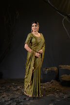 Falguni 3 Designer Saree | Shimmer Chiffon with Star Motif Embroidery, Sirosky Work & Pearl Border Drops