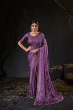 Falguni 3 Designer Saree | Shimmer Chiffon with Star Motif Embroidery, Sirosky Work & Pearl Border Drops