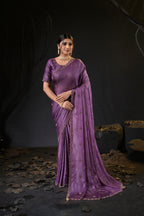 Falguni 3 Designer Saree | Shimmer Chiffon with Star Motif Embroidery, Sirosky Work & Pearl Border Drops