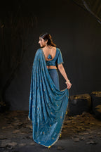 Falguni 3 Designer Saree | Shimmer Chiffon with Star Motif Embroidery, Sirosky Work & Pearl Border Drops