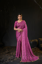Falguni 3 Designer Saree | Shimmer Chiffon with Star Motif Embroidery, Sirosky Work & Pearl Border Drops