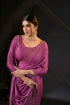 Falguni 3 Designer Saree | Shimmer Chiffon with Star Motif Embroidery, Sirosky Work & Pearl Border Drops