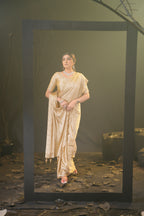 Sunehari Satin Saree with Embroidered Booti & Scalloped Border | 4 Colours
