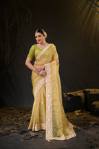 Anamika Organza Saree with Heavy Embroidered Border | Available in 4 Colours