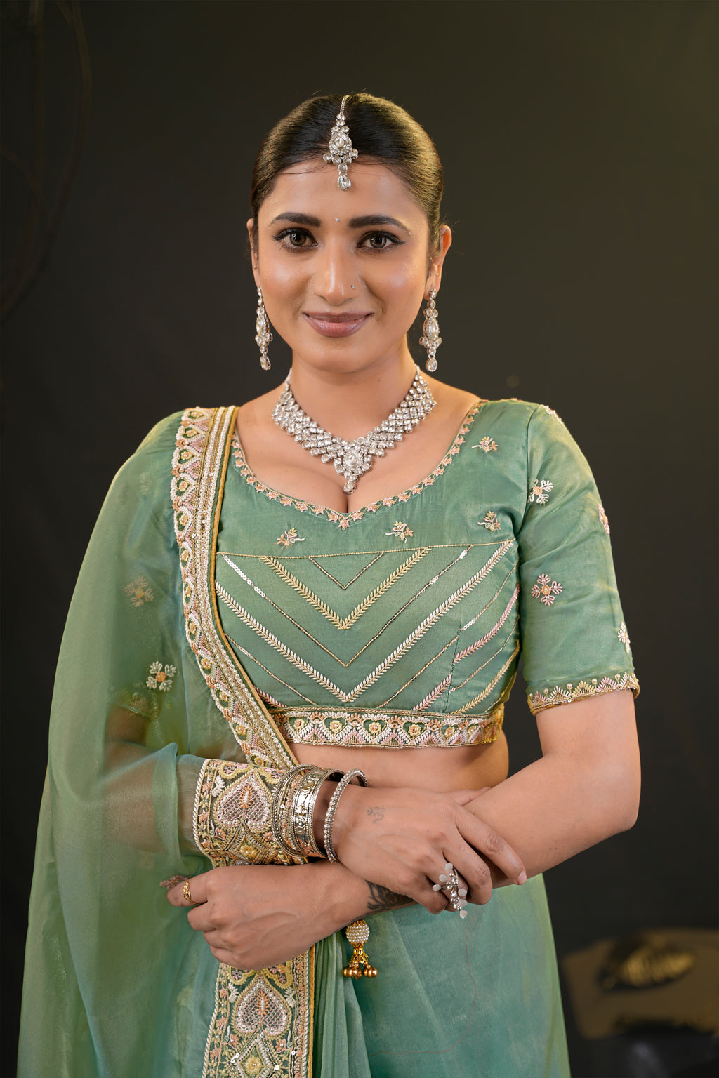 Anamika Organza Saree with Heavy Embroidered Border | Available in 4 Colours