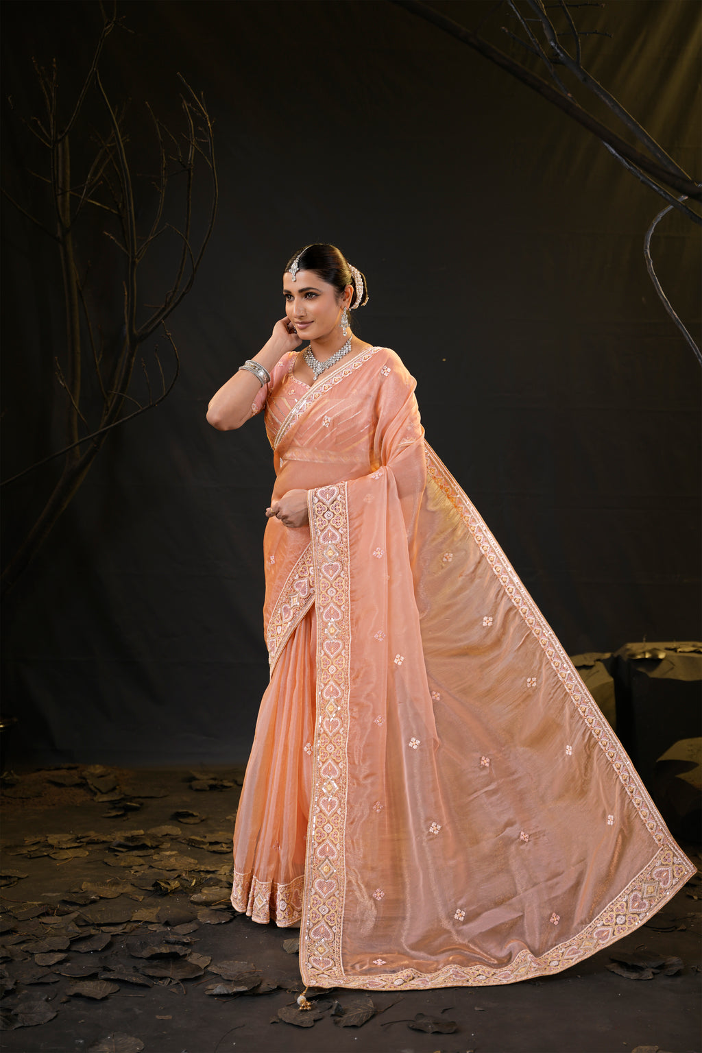 Anamika Organza Saree with Heavy Embroidered Border | Available in 4 Colours