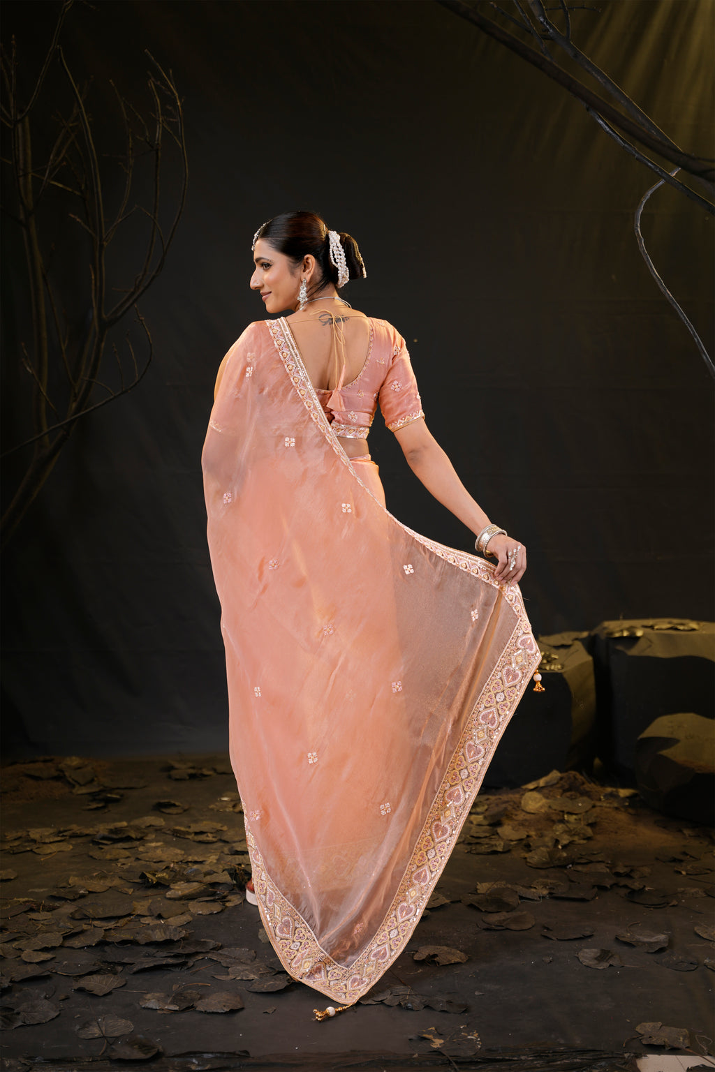 Anamika Organza Saree with Heavy Embroidered Border | Available in 4 Colours