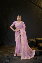 Anamika Organza Saree with Heavy Embroidered Border | Available in 4 Colours