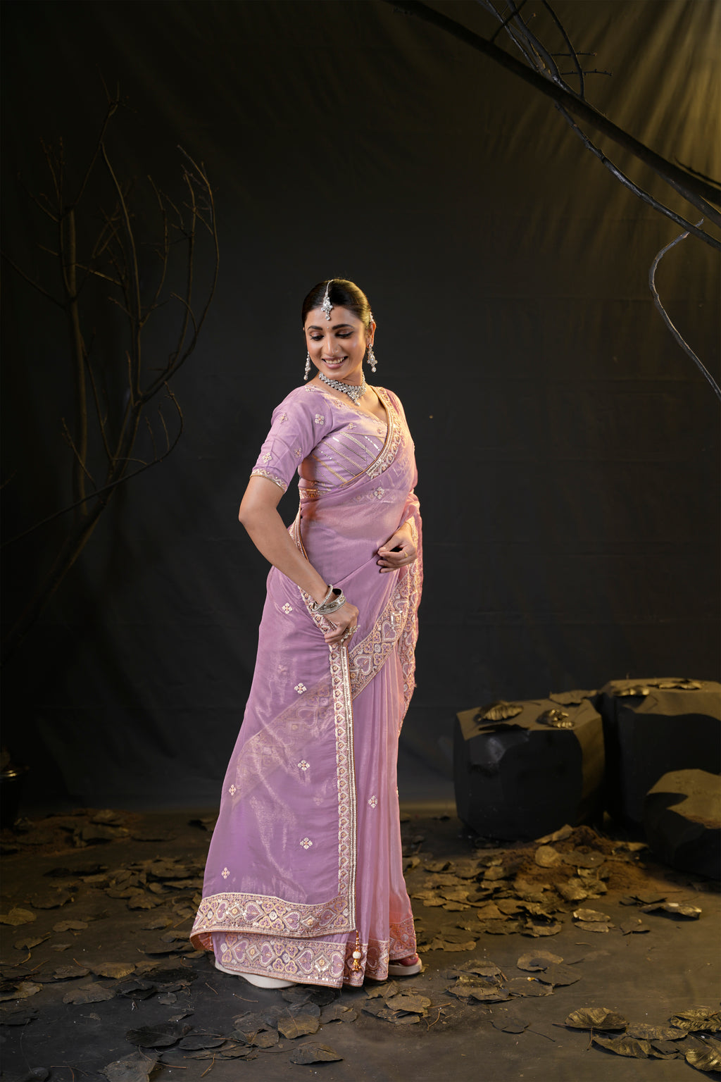 Anamika Organza Saree with Heavy Embroidered Border | Available in 4 Colours