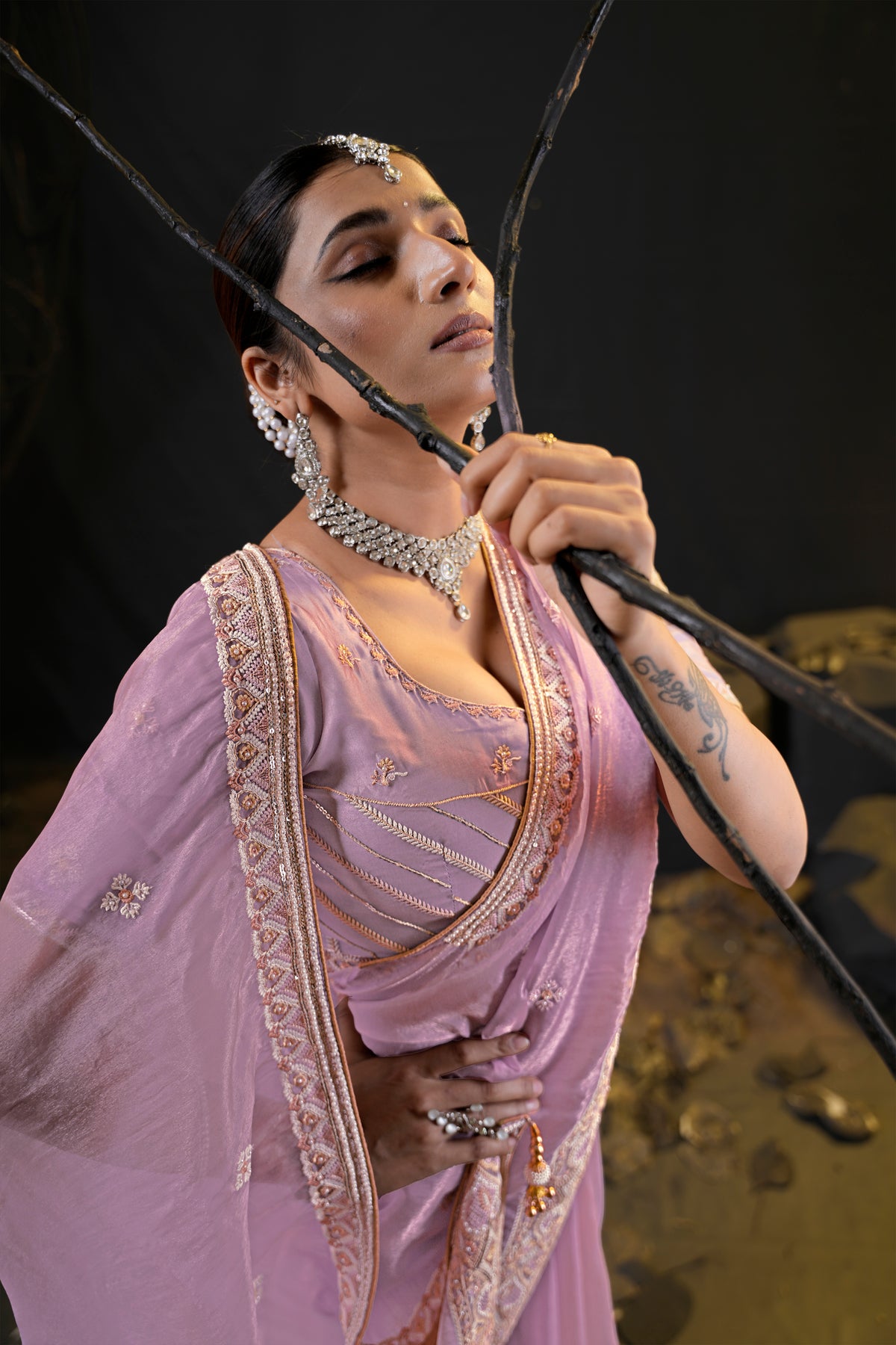 Anamika Organza Saree with Heavy Embroidered Border | Available in 4 Colours