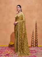 Varda Pure Satin Embroidered Saree