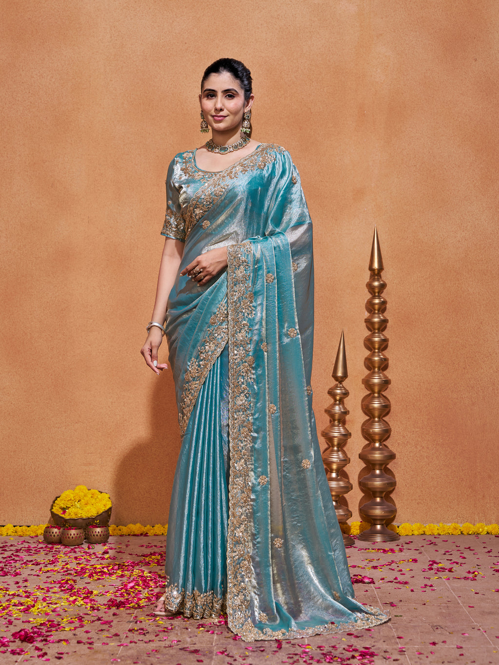 Khwaish Satin Crepe Embroidered Saree