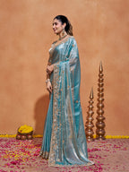 Khwaish Satin Crepe Embroidered Saree