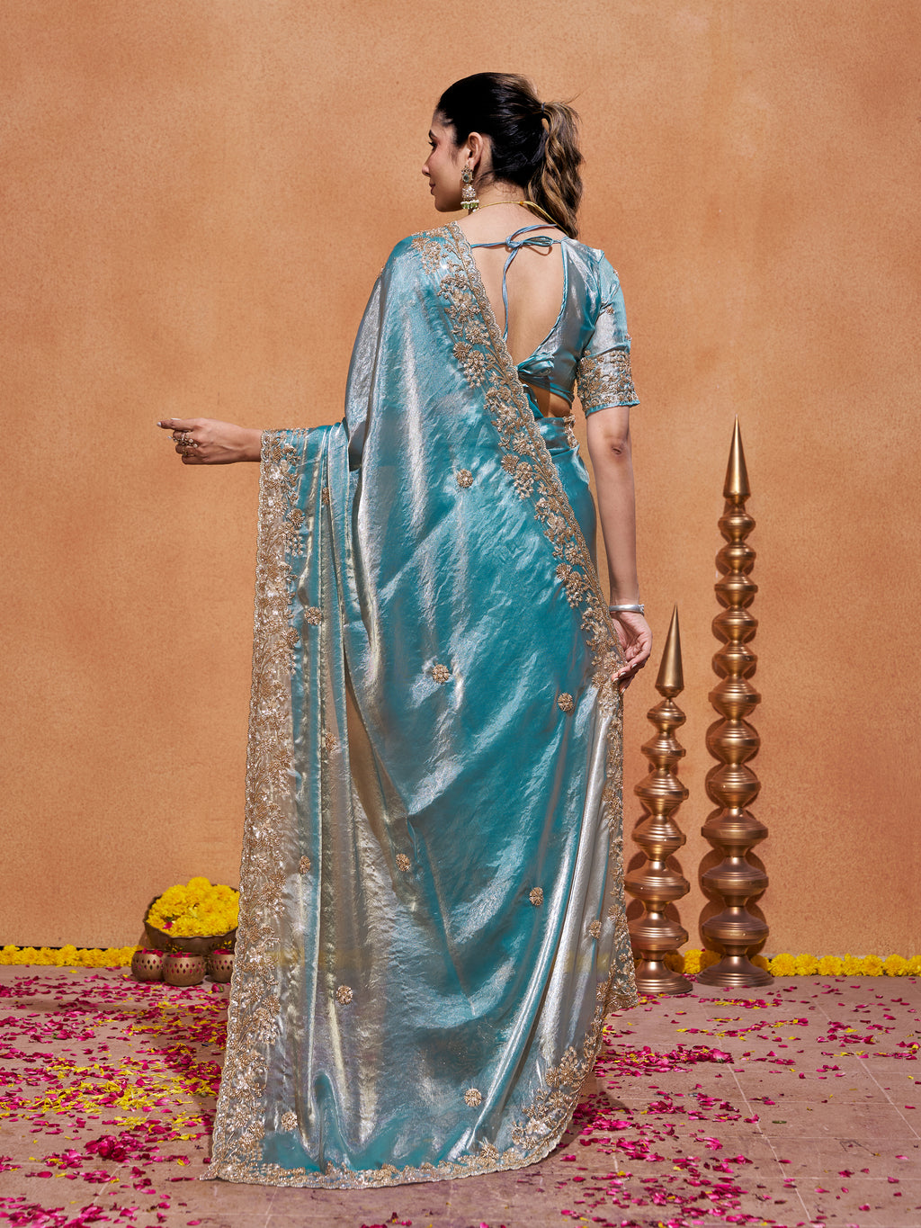 Khwaish Satin Crepe Embroidered Saree